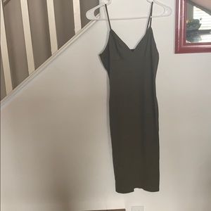 Ribbed Olive Green Cami Dress